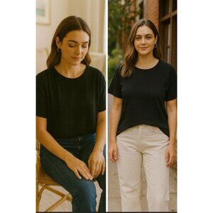 Spenser Jeremy Woman's Black M Top Minimalist Luxe Essential Soft Stretch Silk